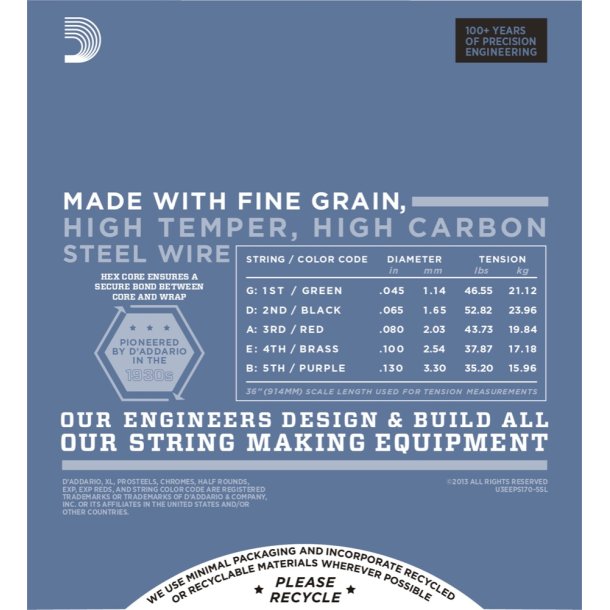 D'Addario EPS170-5SL, Light 045 - 130 (5-strenges�t Super Long)